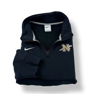 Nike Mens Black Navy Logo Quarter Zip Pullover Sweatshirt Size Large